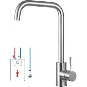 Robinet Cuisine Brossé 2 Jets aux choix Bec Rotatif à 360° Robinet évier Ecologique Mitigeur Cuisine en Laiton Acier inox SS304