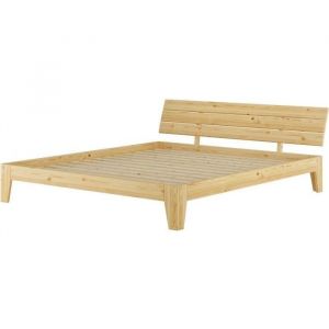 Lit adulte en pin naturel 180x200 lit robuste design moderne avec sommier à lattes 60.62-18