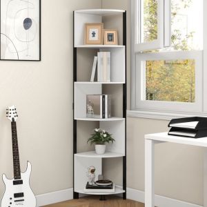 YITAHOME Étagère dAngle à 6 Niveaux Étagère Moderne en Zigzag de 688 Pouces de Haut pour le Salon le Bureau Blanc