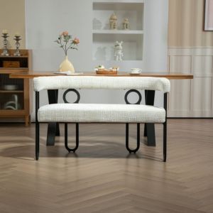 Banc Canapé avec Accoudoir Banquette Mobilier de Salon Meuble de Salle de Séjour Siège de Salon Maison Intérieure - Blanc