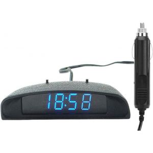 Thermom&egrave;tre et horloge de voiture num&eacute;rique LED 12 V 3 en 1 avec voltm&egrave;tre et moniteur de tension