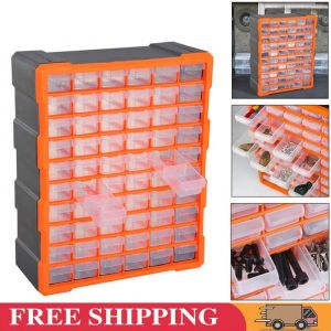 Bo&icirc;te de rangement Outils plastique avec 60 compartiments amovible Casier de rangement &agrave; vis