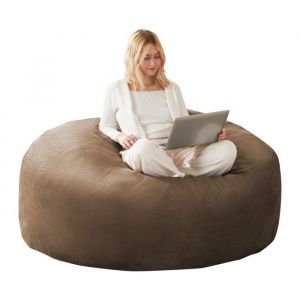 Pouf G&eacute;ant Velours Mousse XXL 5 Pieds - Fauteuil 150cm Adulte - Canap&eacute; Paresseux Beige - Housse Lavable - Id&eacute;al Gaming Salon