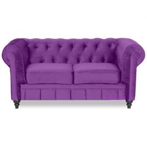 Canapé Chesterfield Velours 2 Places Altesse Violet