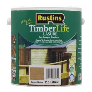 Lasure ch&ecirc;ne moyen &agrave; s&eacute;chage rapide pour le bois ext&eacute;rieur et les terrasses avec protection UV 5 ans - 12m&sup2;L - 2.5L