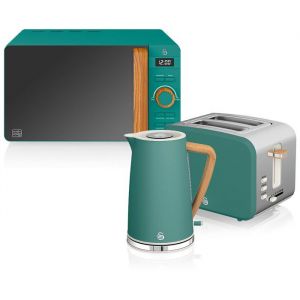 Set petit-déjeuner bouilloire grille-pain micro-ondes 20L Nordic Vert SWAN STRP1060GRENEU  Vert 44294