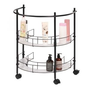 eluno &Eacute;tag&egrave;re basse pour lavabo incl. 2 &eacute;tag&egrave;res et 4 roulettes armoire basse pour lavabo en m&eacute;tal noir