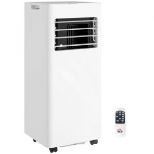 Climatiseur mobile - HOMCOM - 9000 BTU/H - 3 en 1 refroidissement ventilateur d&eacute;shumidificateur - minuterie et t&eacute;l&eacute;commande - blanc