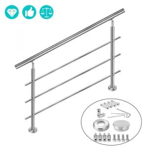 Garde-corps - HENGMEI - Rampe descalier 100cm - Acier inoxydable - 3 poteaux - Installation facile