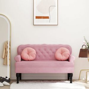 Banc/Banquette - intérieur - Banc avec dossier rose 1195x645x75 cm velours MVS04191