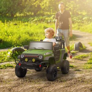 Buggy 4x4 voiture &eacute;lectrique enfant UTV Bluetooth 2 places avec t&eacute;l&eacute;commande 2.4Ghz 2 moteurs 12 V vert