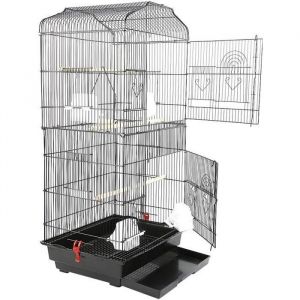 Voli&egrave;re pour Oiseaux - YYiS - Grande Voli&egrave;re - 92cm - 4 Mangeoires - 3 Perchoirs