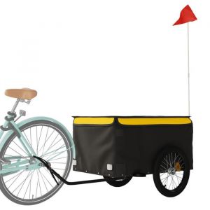 Remorque de bicyclette VENTE-FLASH - Remorque de v&eacute;lo - noir et jaune 45 kg fer @43943917