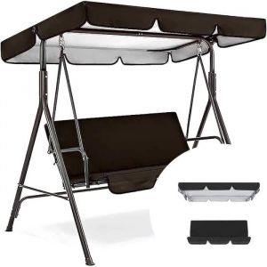 Toit de Rechange Imperméable pour Balancelle de Jardin 3 PlacesToit Balancelle en Tissu Polyester Imperméable/Anti-UVNoir
