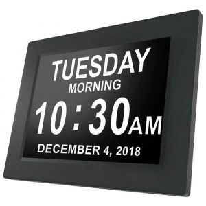 8 Pouce LCD Horloge Num&eacute;rique Calendrier Date Jour Heure Horloge Non-Abr&eacute;g&eacute;e Auto Dimming 8 Langues HD Display Rappel Alzheimer