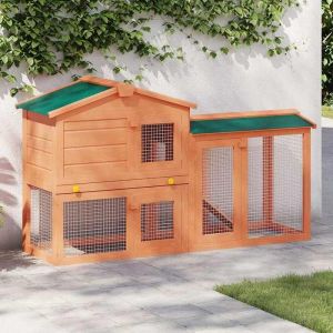 BEST-HOME Clapier Poulailler &agrave; poules - Pour 2/6 poules - large dext&eacute;rieur pour petits animaux de compagnie Bois kvci33015