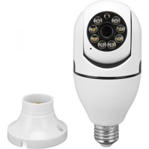 Camera de Surveillance &agrave; Ampoule 1080P HD Rotation 360 &deg; Vision Nocturne D&eacute;tection de Mouvement Microphone Int&eacute;gr&eacute; pour Android iOS
