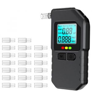 Alcootest Ethylotest Electronique Ethylotest PortableEthylom&egrave;tre avec Ecran LCD Num&eacute;rique Professionnel et 20 Embouchures