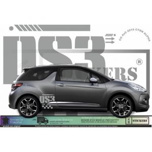 Citr&ouml;en DS3 -  GRIS ALU - Logos kit stickers Lat&eacute;raux et capot - Tuning Sticker Autocollant Graphic Decals