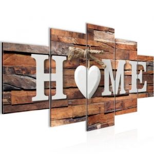 Runa art Tableau D&eacute;coration Murale Bois Home 200x100 cm - 5 Panneaux Deco Toile Pr&ecirc;t &agrave; Accrocher 014751c