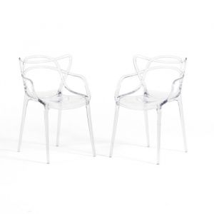 Chaise - IRIDE - Polycarbonate Transparent - Design Sculptural - Empilable - Avec Accoudoirs