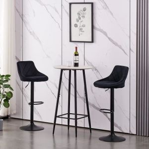 HAUTE QUALIT&Eacute; - Tabouret de Bar Moderne Hauteur R&eacute;glable YGONGMYL 4 X Chaise de Bar en Velours Pied en M&eacute;tal Noir Mat