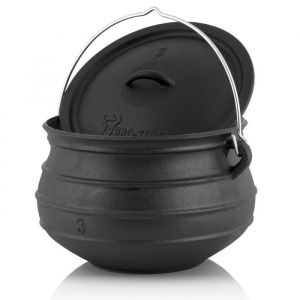 COUVERCLE DE PLANCHA BBQ-Toro Potjie 3 8 litres Chaudron de sorci&egrave;re en fonte Pot de cuisson