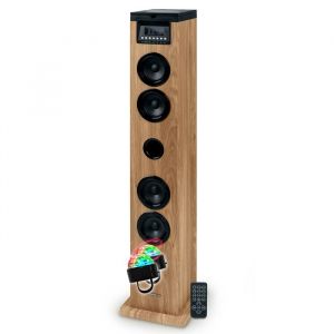 Tour de son Thomson DS122CD - 60W - Hifi Bluetooth Lecteur CD télécommande AUX IN RADIO FM - Bois/Noir Bagues LED inclus
