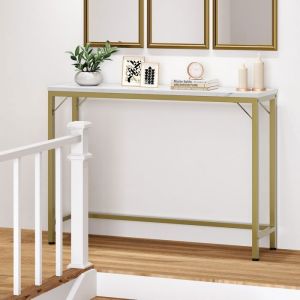 Table Console - Console meuble - Doré/Blanc - 100x23x80cm - Métal - Style Scandinave