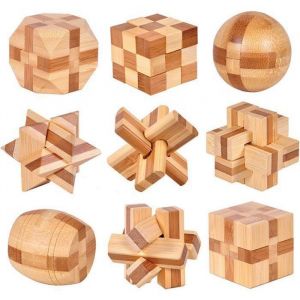 9 Pi&egrave;ces Casse Tete BoisJeux Casse T&ecirc;te - 3D- 4.5cm -Esprit Test Jeu Educatif Intellectuel Logic Jouet Cadeau pour Adulte et Enfant