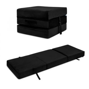 Canapé-lit futon pliable - Matelas pliable pour salon - Chaise-lit futon convertible - Matelas lit futon pliable - Noir