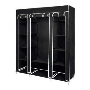 Armoire en Tissu Penderie de V&ecirc;tement en Toile Mobilier de Chambre Rangement de V&ecirc;tements Unique Tringles &agrave; V&ecirc;tements 150 * 4 EBE2F