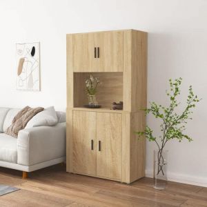Buffet haut-Bahut-Meuble de Rangement pour Salon Salle à Manger Cuisine Chêne sonoma Bois dingénierie SHL252643