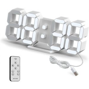 Horloge Murale Digitale LED 3D avec Télécommande Température et Date