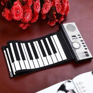 61 Touches Clavier Piano Electronique Flexible Souple Roll up Portable Pliable Haut-Parleur Intégré pour Débutant Enfant Cadeau
