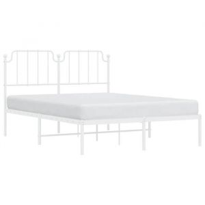 RemiseLit 2 personnes Cadre de lit Double métal sans matelas et tête de lit blanc 140 x 190 cm JILIMAISON2025 21374281