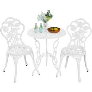 Yaheetech Ensemble de Table et Chaise Salon de Jardin Balcon Kit de Bistro 2 Chaise 1 Table en Alliage Aluminium Blanc