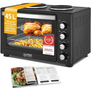 Mini-Four Avec Plaques De Cuisson 45L 3200 W - Four &Agrave; Pizza Jusqu&Agrave; 230&deg;C & Rev&ecirc;tement Antiadh&eacute;sif - Multifonction Avec 4 Ha[GA527]