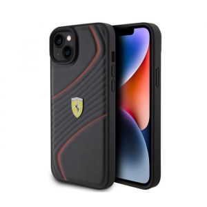 Coque de t&eacute;l&eacute;phone - Ferrari - iPhone 15 Plus - Cuir naturel - Protection anti-rayures - Noir