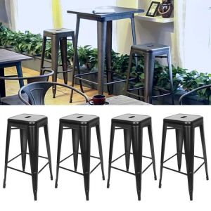Lot de 8 Tabourets de Bar Chaise Haute Industriel Empilable Maison Resto Cuisine Comptoir Métal 106 (L) * 46 (W) * 46 (H)