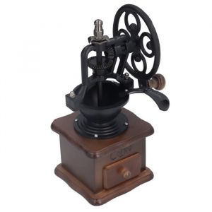 Moulin à café manuel - QIILU - Style rétro - Bois et fer - Réglage de la finesse - 993g