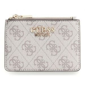 GUESS Porte-cartes taupe blanc pour femme - Laurel II SLG Card Case Dark Taupe Logo 326681