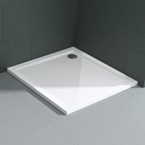 Mai & Mai Receveur de douche 70x70x4cm bac à douche en acrylique blanc carré extra plat F1