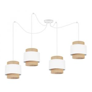 Light-Home Boho Spider Abat Jour Suspension Luminaire Lustre - Moderne Plafond - E27 - À 4 Lumières - Blanc et Jute