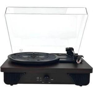 TOURNE-DISQUE Bluetooth design r&eacute;tro compatible avec les disques 7/10/12 pouces 33/45/78 tours entr&eacute;es RCA/AUX finition noyer