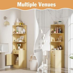 SUPFINE 1pc &Eacute;tag&egrave;re dangle Meuble de Rangement Ouvert avec Porte Tiroir Biblioth&egrave;que Verticale pour Salon Bureau 38&times;38&times;161cm