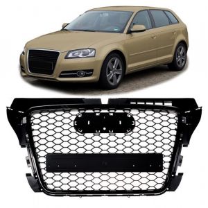 CALANDRE NOIR NID DABEILLE POUR AUDI A3 8P2 PHASE 2 + SPORTBACK DE 04/2008 A 2012