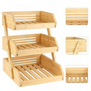 MIPAN.Support de Corbeille &agrave; Fruits en Bambou - &agrave; 3 &eacute;tages Support &agrave; Panier de Fruits Rangement en Bois du Pain dans la Cuisine
