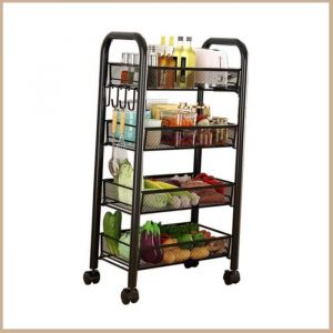 Sonew Chariot de Rangement &agrave; Roulettes &Eacute;tag&egrave;res de Rangement Multi-fonctionnel Paniers de Snacks L&eacute;gumes Mobiles