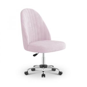 Chaise de Bureau - Chaise Pivotante avec roulettes - Sans Accoudoirs - R&eacute;glable en Hauteur - dossier incurv&eacute; - Ttissu en Peluch